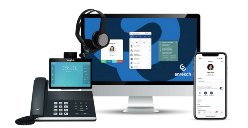 Bureautelefoon, headset, desktop en smartphone met Enreach