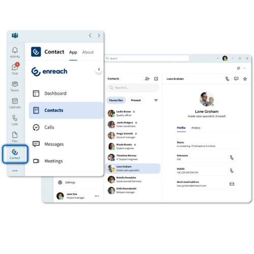 Enreach Contact-app geïntegreerd in Microsoft Teams